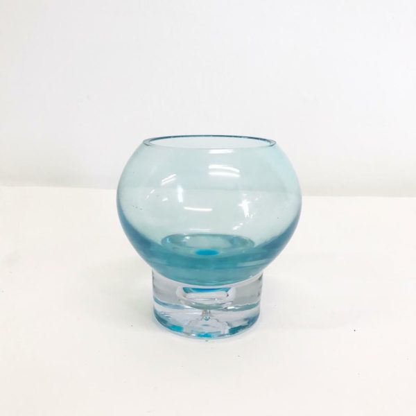 PORTACANDELA VETRO BALOON H11,5 D11 AZZURRO