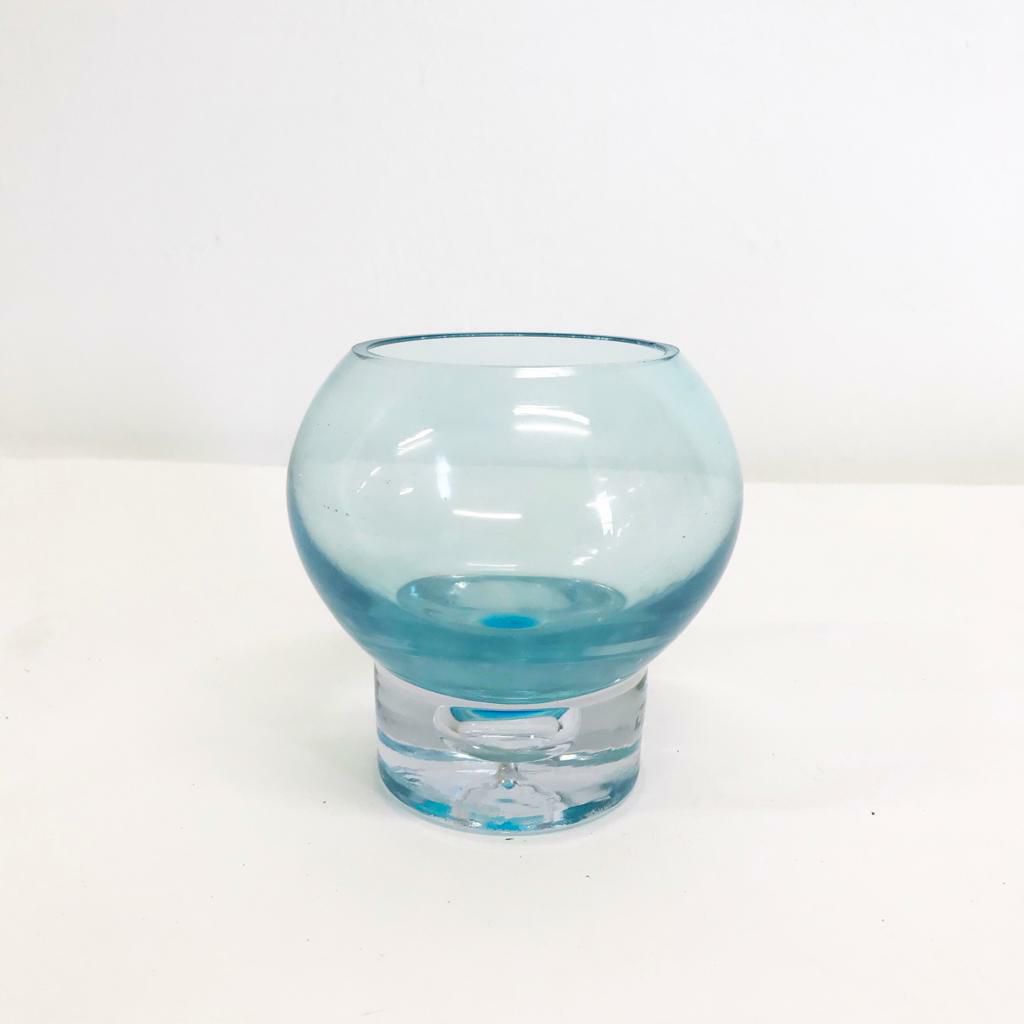 PORTACANDELA VETRO BALOON H11,5 D11 AZZURRO