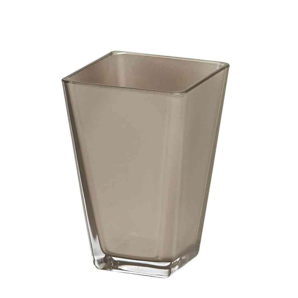 VASO VETRO CONICO QUAD.11X11X17 ARGENTO METALLIC HY