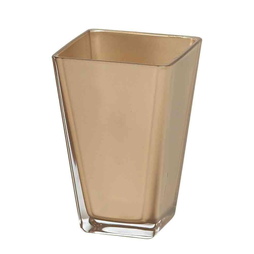 VASO VETRO CONICO QUAD.11X11X17 ORO METALLIC HY