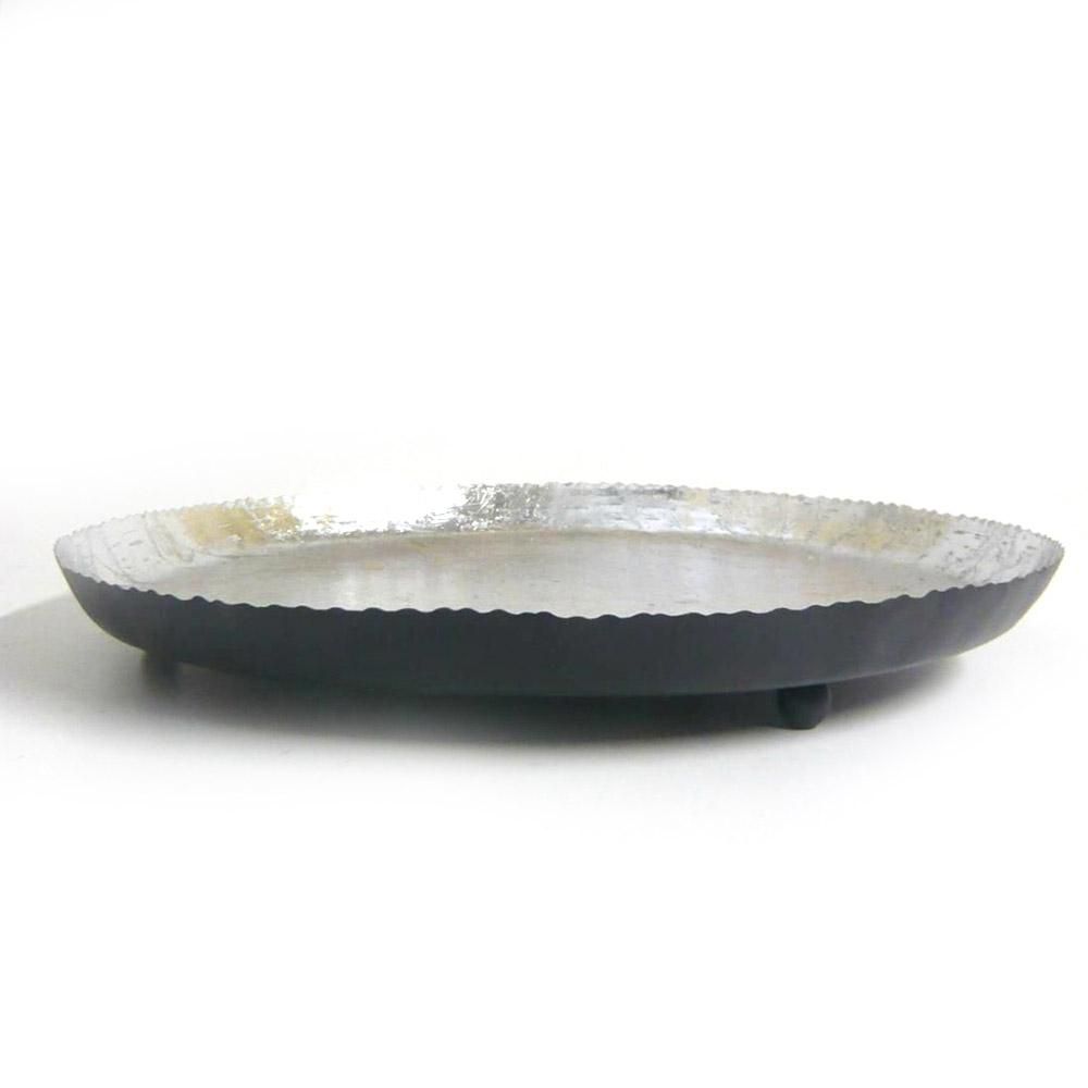 PIATTO METALLO TONDO D.37 CM ARGENTO ANTICATO