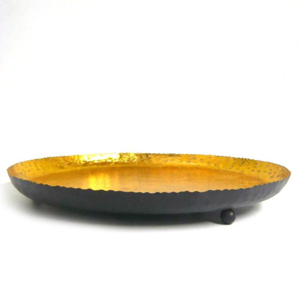 PIATTO METALLO TONDO D.37 CM ORO ANTICATO