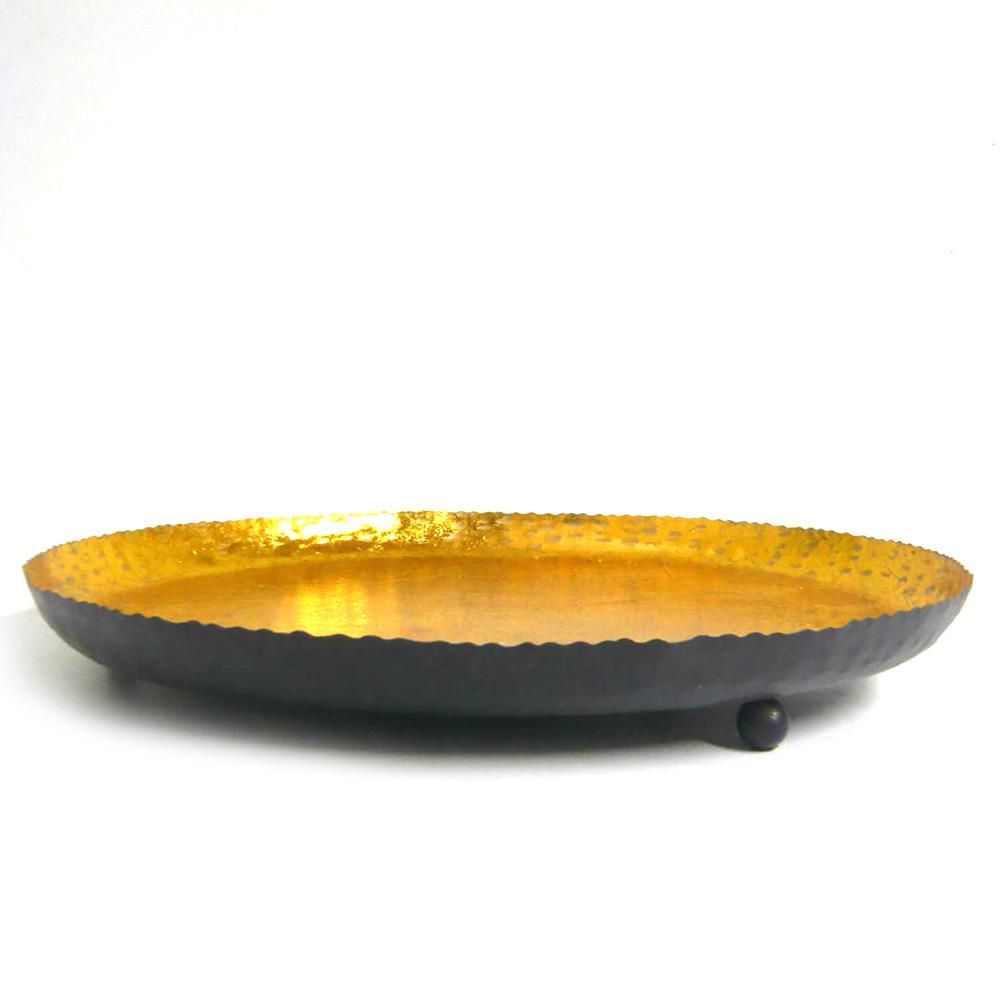 PIATTO METALLO TONDO D.37 CM ORO ANTICATO