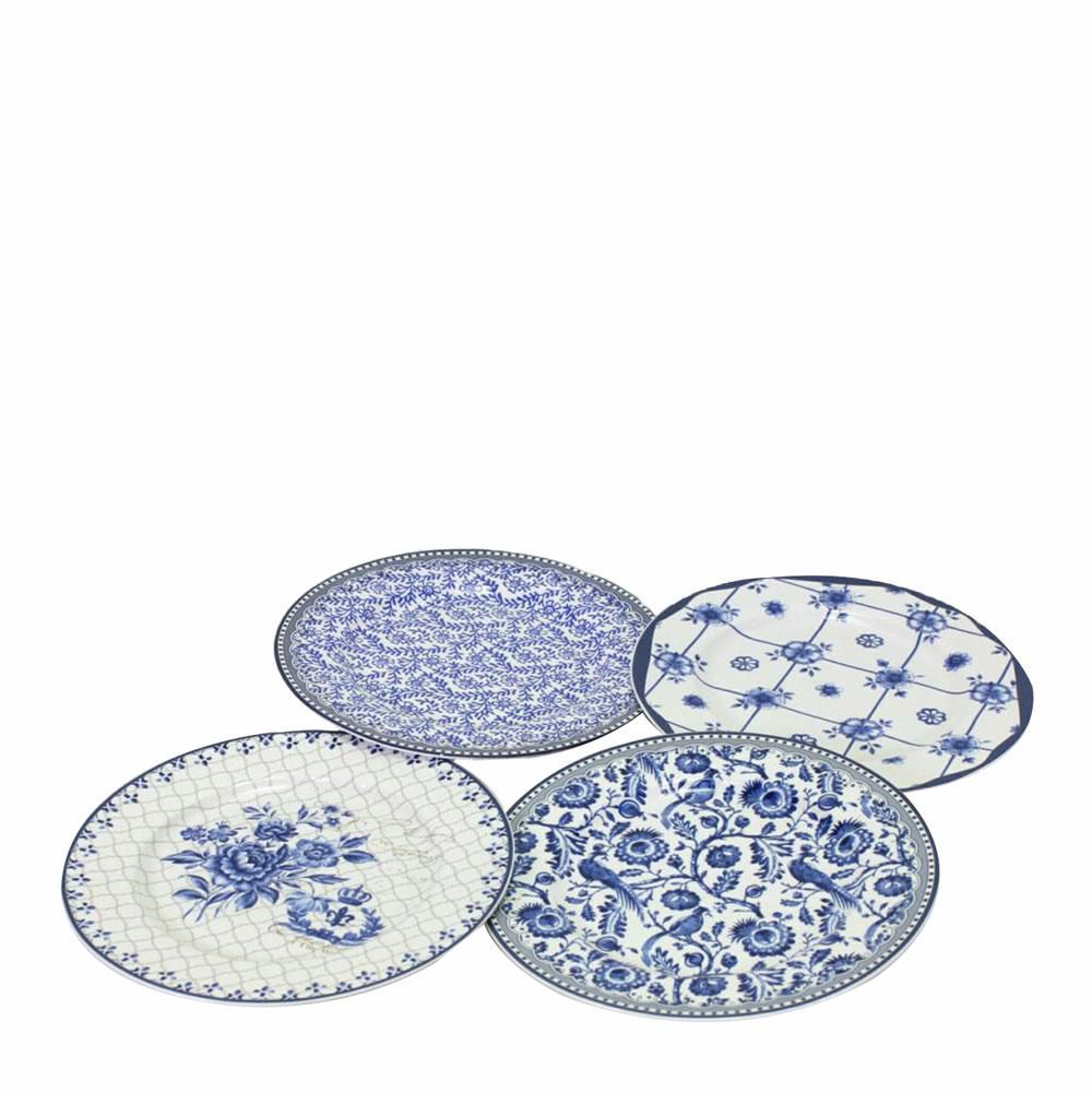 SET 4 PIATTI CERAMICA -DELFT STYLE- D.18 CM ASS. BIANCO/BLU