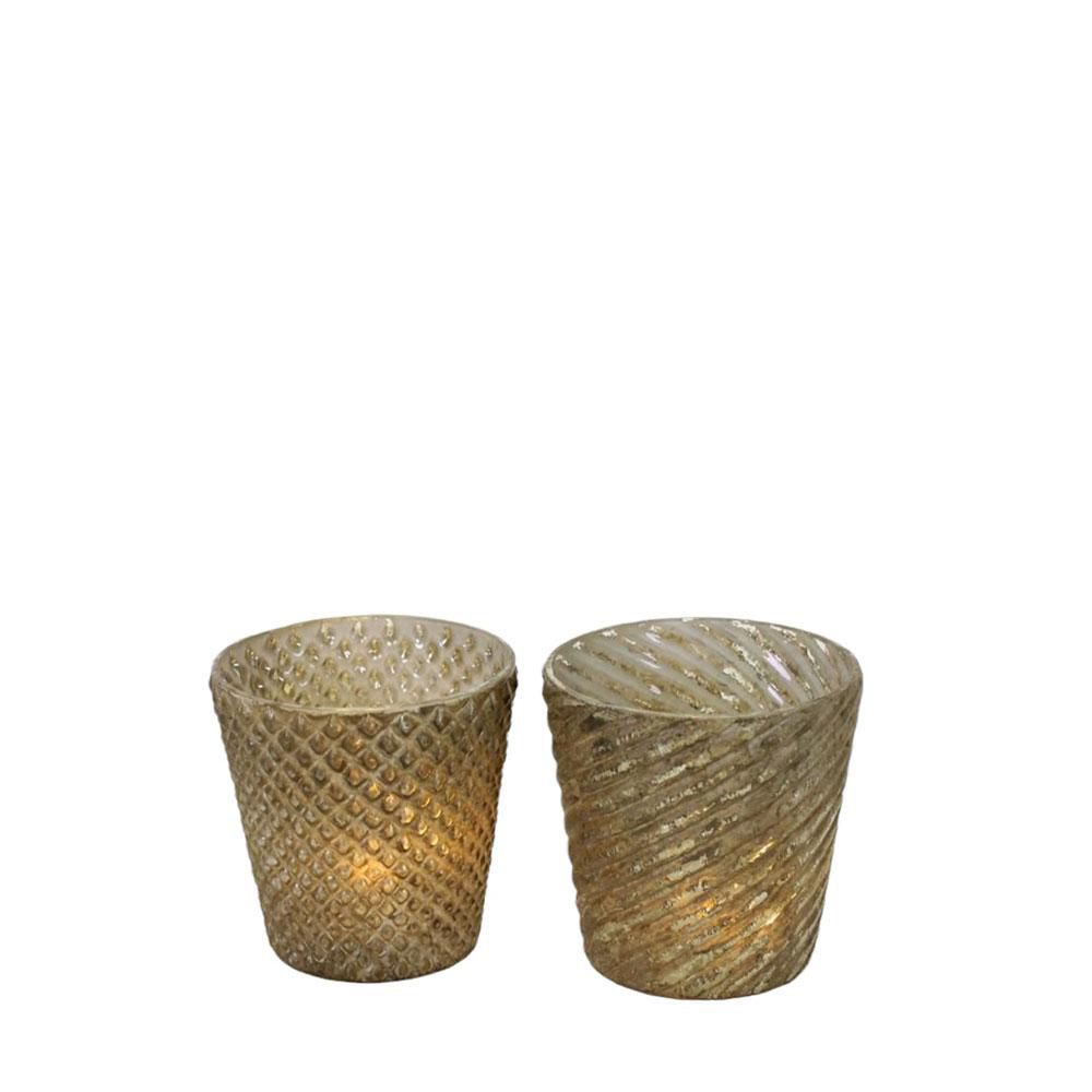 PORTATEALIGHT VETRO OROANTICATO 10X10 CM 2 ASS. PORTATEALIGHT VETRO OROANTICATO 10X10 CM 2 ASS.