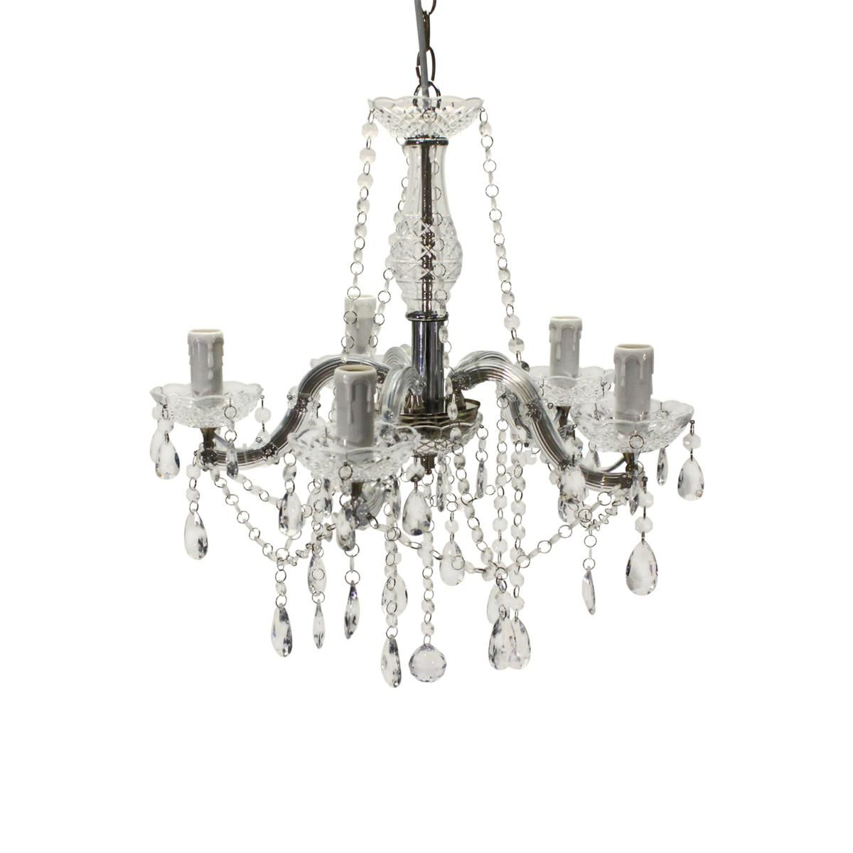 LAMPADARIO ACRILICO -VIENNA -5 FUOCHI TRASPAR./ARGENTO LAMPADARIO ACRILICO -VIENNA -5 FUOCHI TRASPAR./ARGENTO