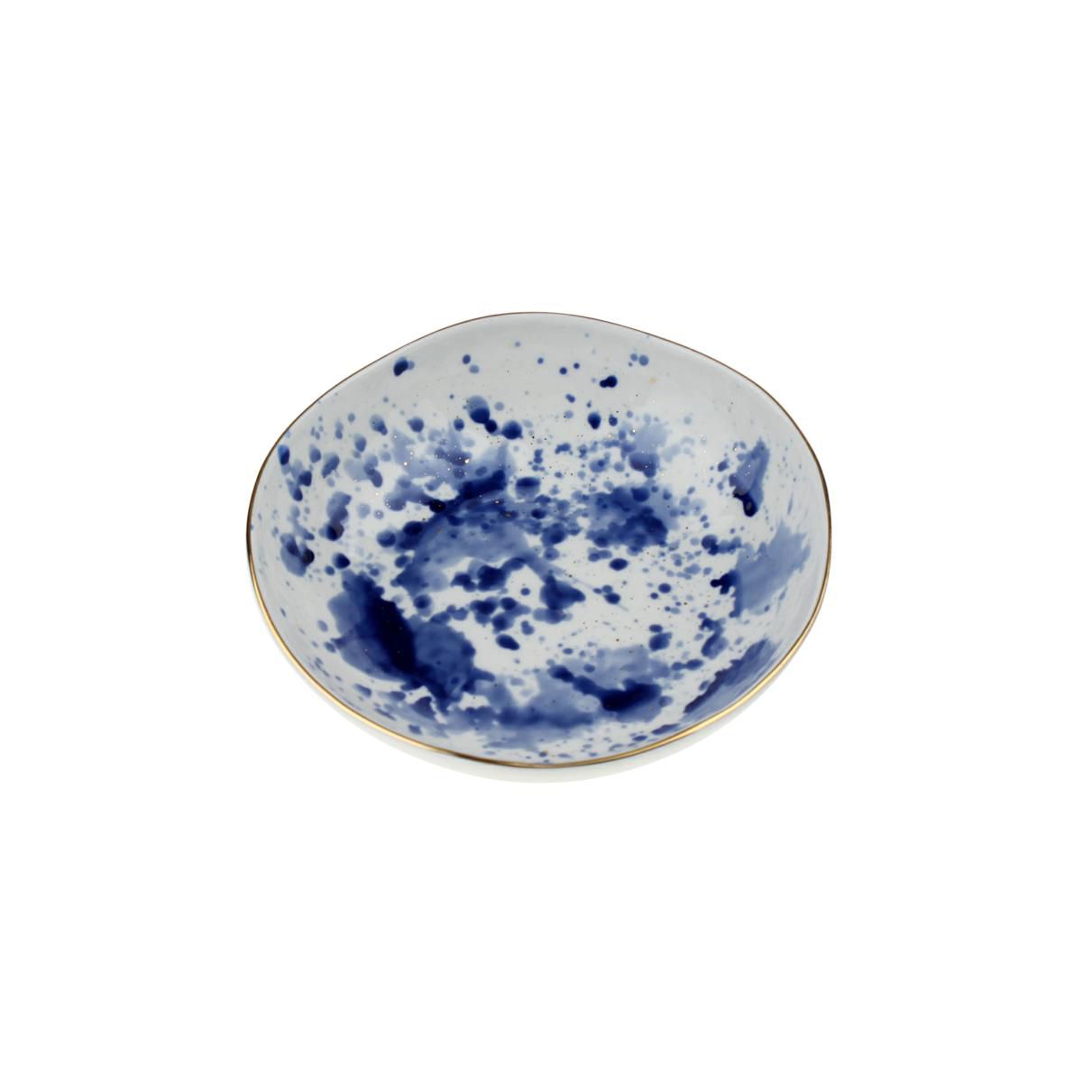 SET 6 PIATTI CERAMICA D.19 CM BIANCO/BLU/ORO