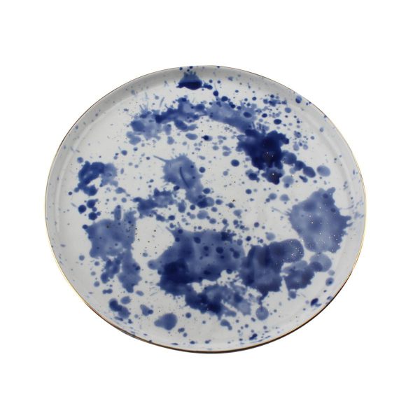 SET 6 PIATTI CERAMICA D.28 CM BIANCO/BLU/ORO SET 6 PIATTI CERAMICA D.28 CM BIANCO/BLU/ORO