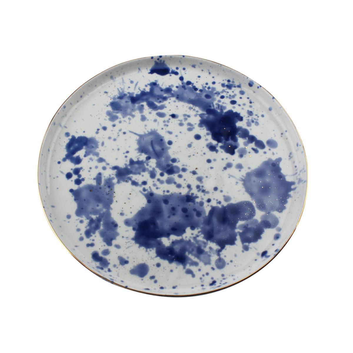 SET 6 PIATTI CERAMICA D.28 CM BIANCO/BLU/ORO SET 6 PIATTI CERAMICA D.28 CM BIANCO/BLU/ORO