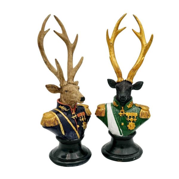 SET 2 RENNE BUSTO POLIRESINA 15X10X34 CM NERO/ORO