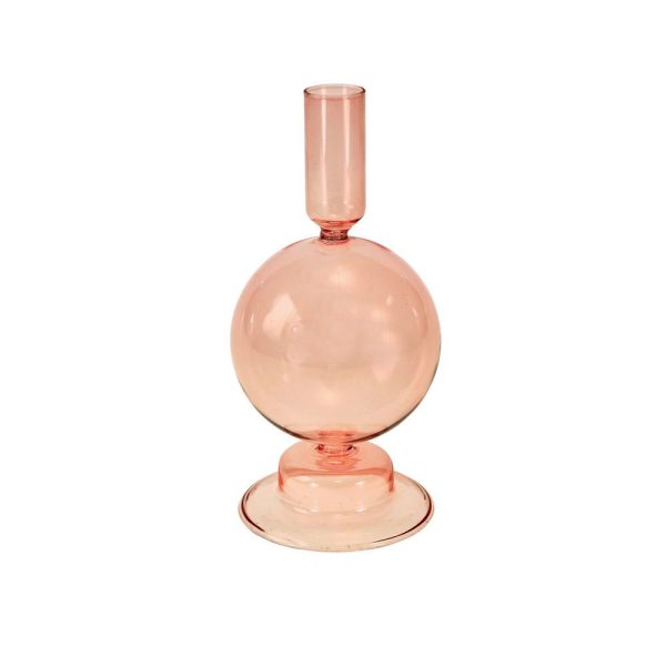 CANDELIERE VETRO D.9 CMH.18 CM ROSA CANDELIERE VETRO D.9 CMH.18 CM ROSA