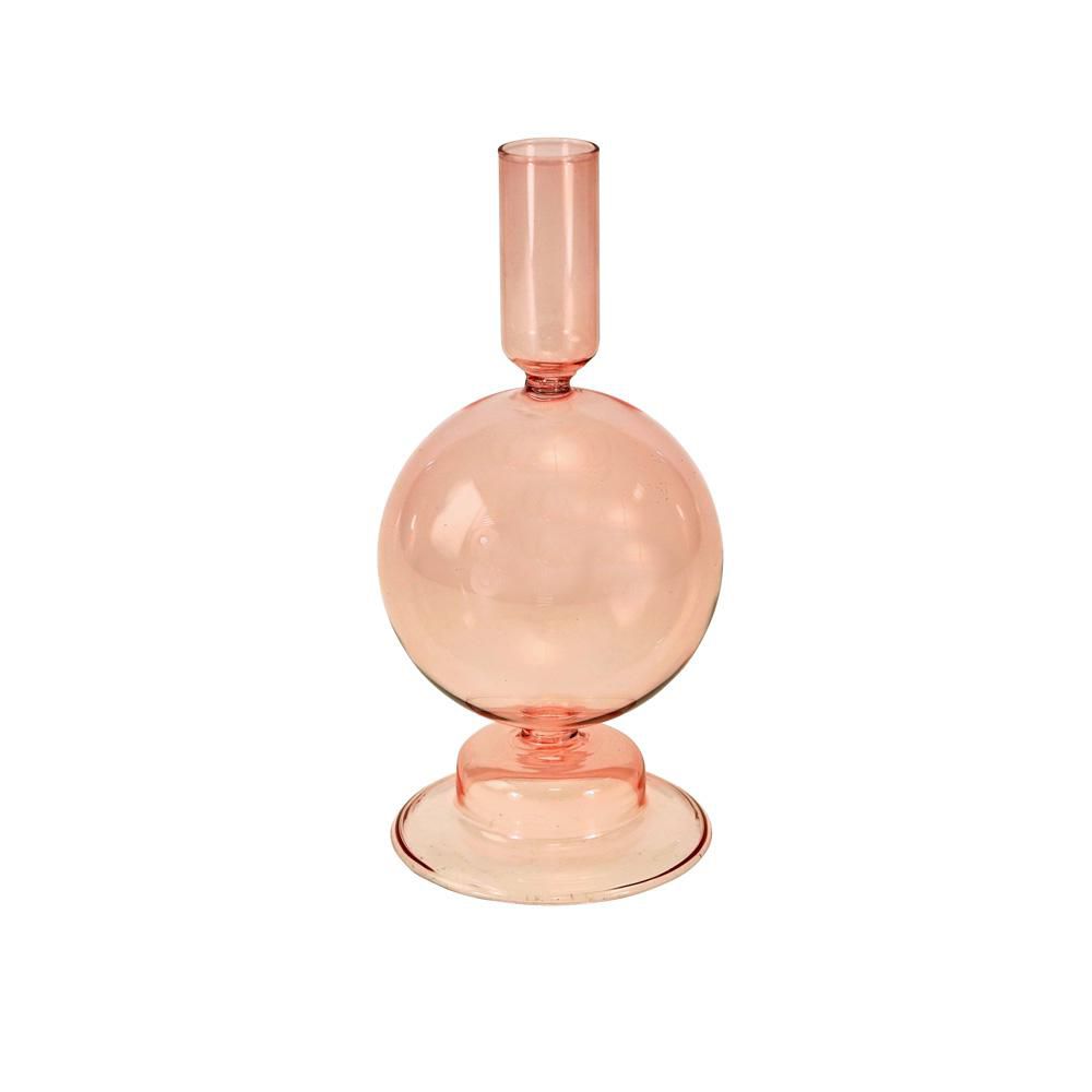 CANDELIERE VETRO D.9 CMH.18 CM ROSA CANDELIERE VETRO D.9 CMH.18 CM ROSA