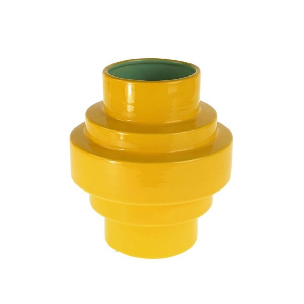 VASO CERAMICA D.22 CM H.24,5 CM GIALLO/TURCHESE VASO CERAMICA D.22 CM H.24,5 CM GIALLO/TURCHESE