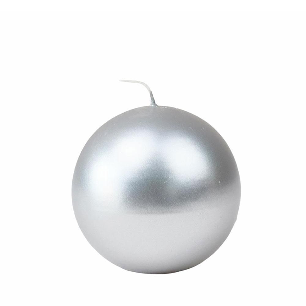 CANDELA SFERA D.10 CM CONF.PZ.4 ARGENTO