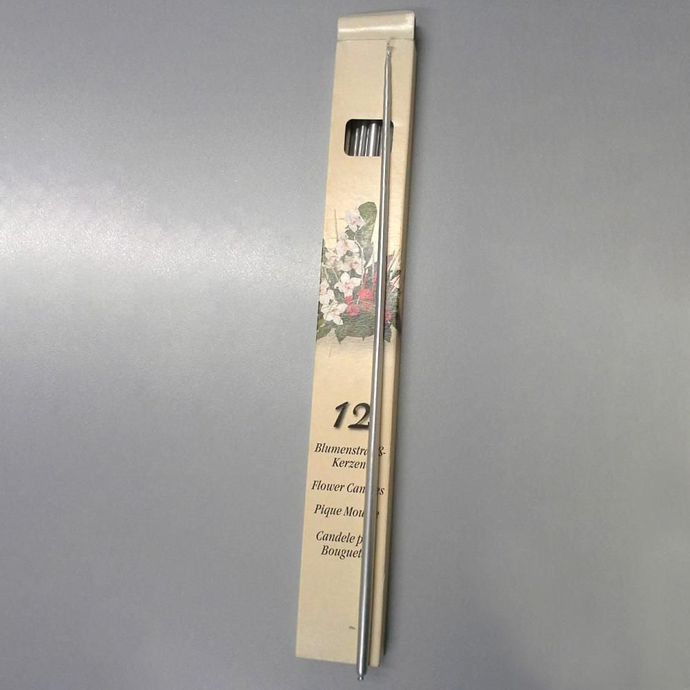 CANDELA CONICA D.9 CM H.40 CM CONF.PZ.12 ARGENTO