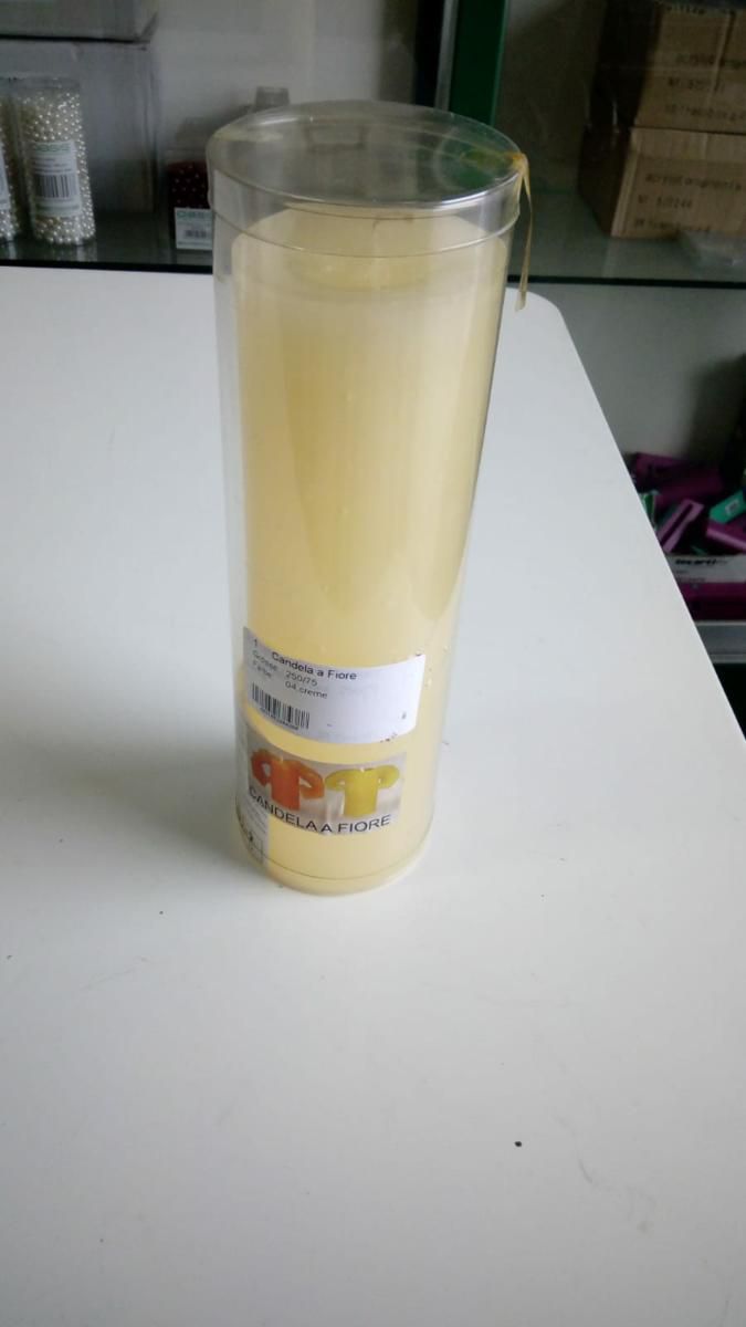 CANDELA D.7,5 CM H.25 CM FIORE CREMA