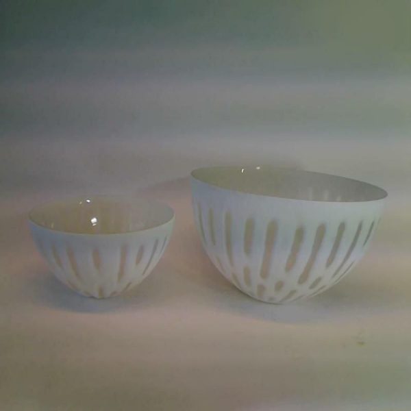 BOWL VETRO-CUT- CM.30X19 CM BIANCO