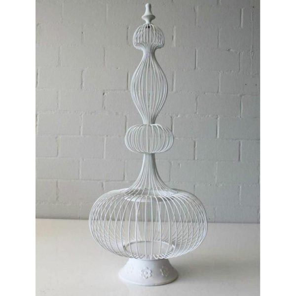 CENTROTAVOLA METALLO H.86 CM C/VETRO -BALLOON- BIANCO