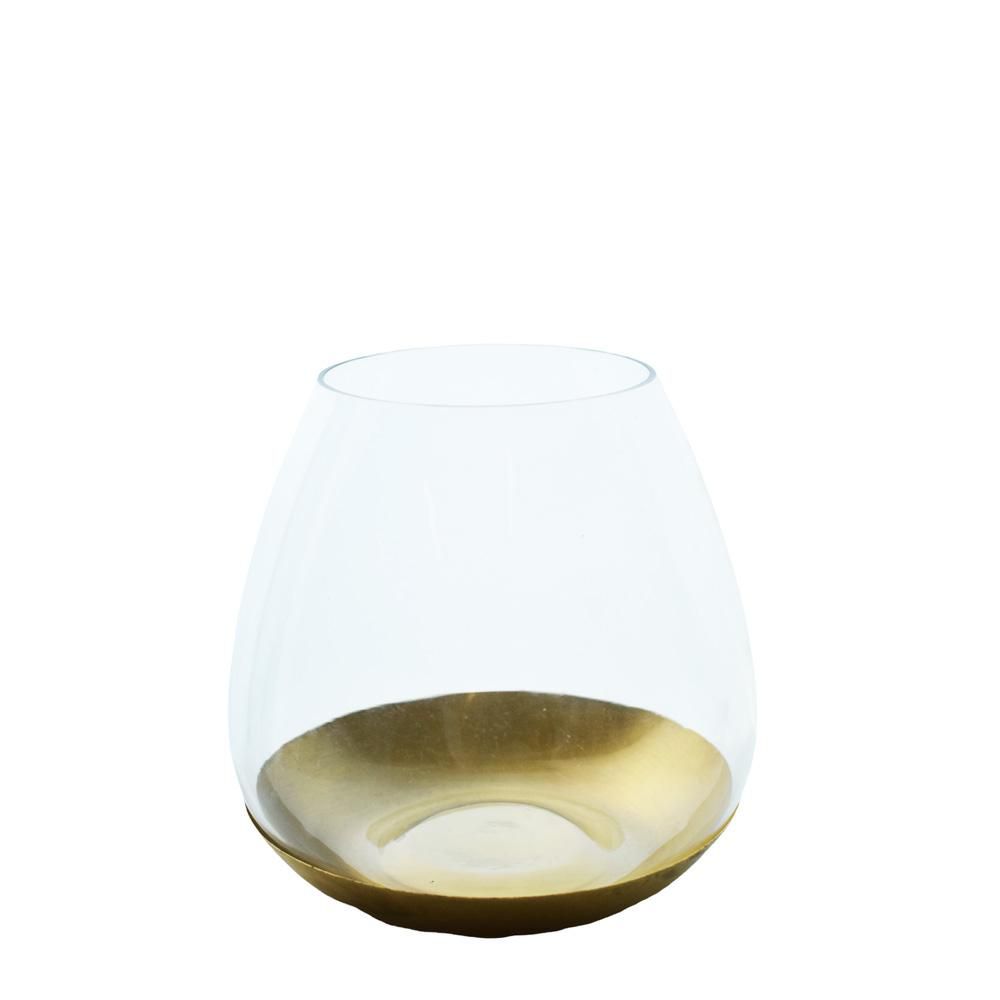 PORTATEALIGHT VETRO D.12,5 CM TRASPARENTE/ORO CM