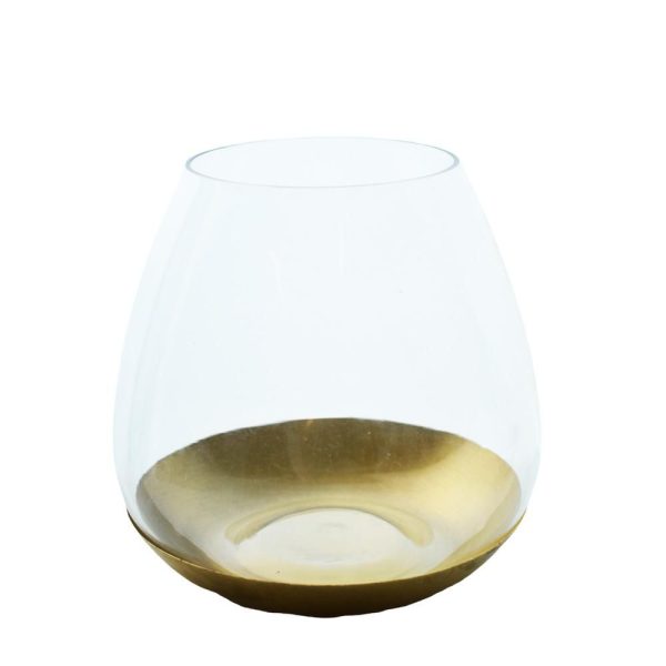 PORTATEALIGHT VETRO D.15 CM TRASPARENTE/ORO PORTATEALIGHT VETRO D.15 CM TRASPARENTE/ORO