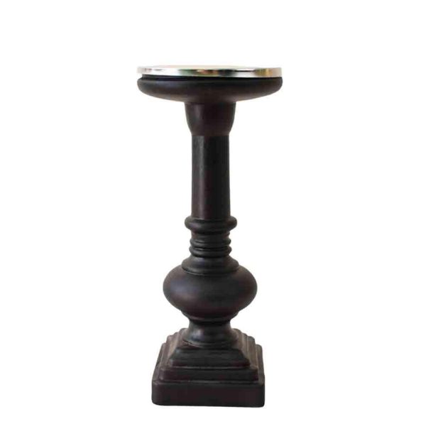 CANDELIERE VETRO H.23 CM NERO SATINATO CANDELIERE VETRO H.23 CM NERO SATINATO