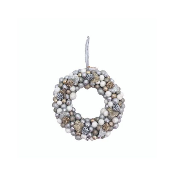 BACCHE CORONA D/APP. D.21 CM GLITTER ORO/ARGENTO/BIANCO BACCHE CORONA D/APP. D.21 CM GLITTER ORO/ARGENTO/BIANCO