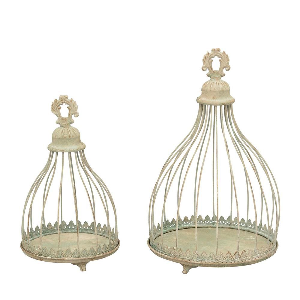 SET 2 GABBIE METALLO -GROS- D.19-25 CM H.32-37,5 CM GRIGIO