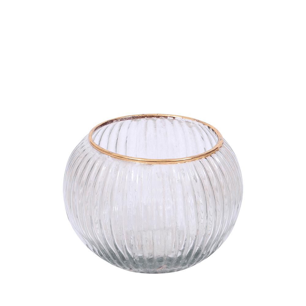 BOWL VETRO C/BORDO ORO D.14 CM H.14 CM BOWL VETRO C/BORDO ORO D.14 CM H.14 CM