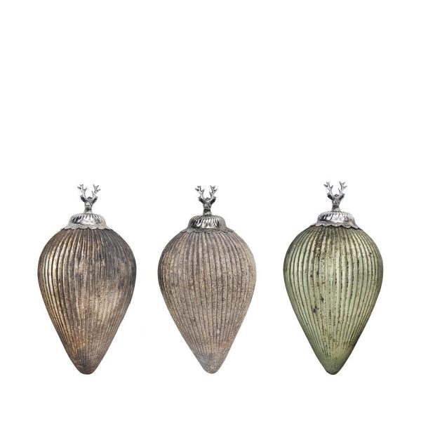 SET 3 DECORI VETRO D/APPENDERE D.19 CM H.37 CM VERDE/ORO SET 3 DECORI VETRO D/APPENDERE D.19 CM H.37 CM VERDE/ORO