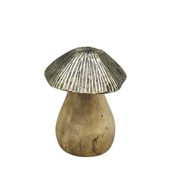 FUNGO LEGNO/METALLO D.7,5 CM H.10 CM NATURALE/ORO FUNGO LEGNO/METALLO D.7,5 CM H.10 CM NATURALE/ORO