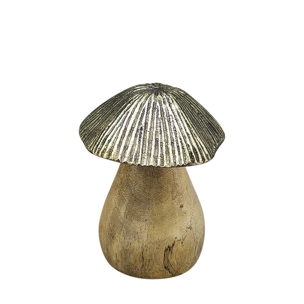 FUNGO LEGNO/METALLO D.7,5 CM H.10 CM NATURALE/ORO
