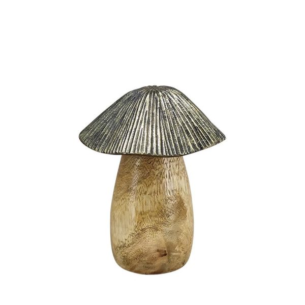 FUNGO LEGNO/METALLO D.10 CM H.11 CM NATURALE/ORO FUNGO LEGNO/METALLO D.10 CM H.11 CM NATURALE/ORO