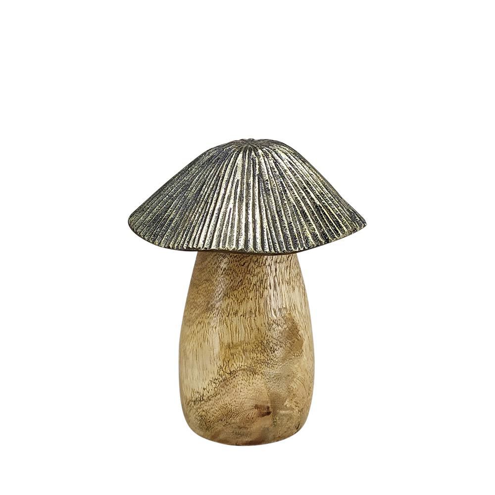 FUNGO LEGNO/METALLO D.10 CM H.11 CM NATURALE/ORO