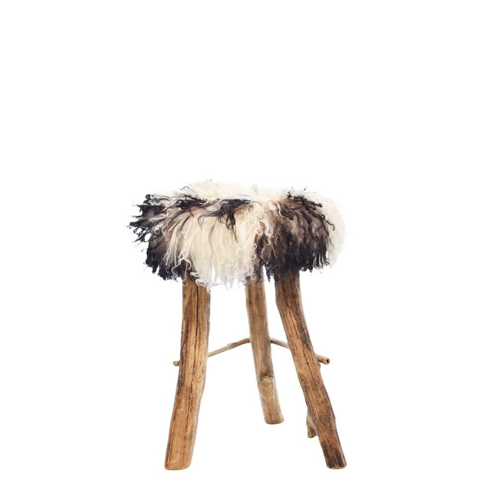 SGABELLO LEGNO C/VERA PELLICCIA PECORA 35X40 CM PANNA/NERO SGABELLO LEGNO C/VERA PELLICCIA PECORA 35X40 CM PANNA/NERO