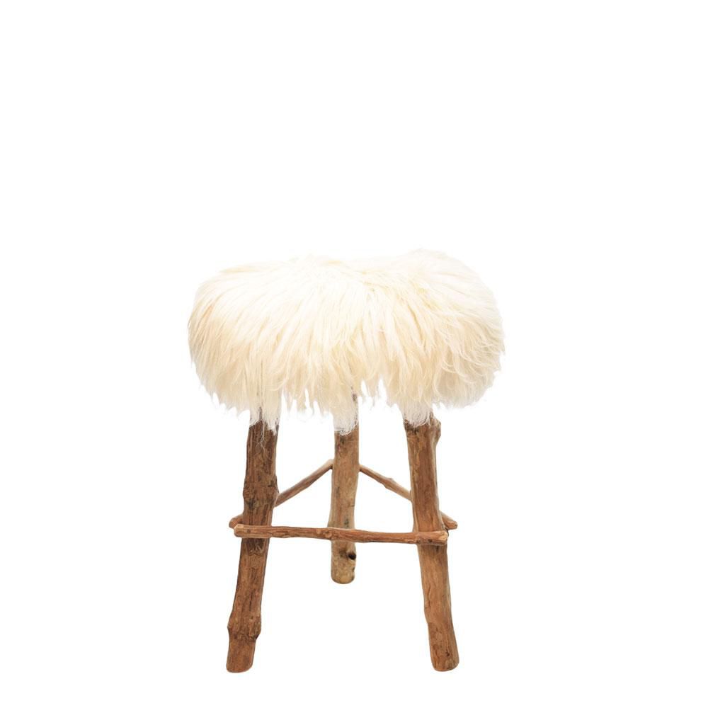 SGABELLO LEGNO C/VERA PELLICCIA PECORA 35X40 CM PANNA SGABELLO LEGNO C/VERA PELLICCIA PECORA 35X40 CM PANNA