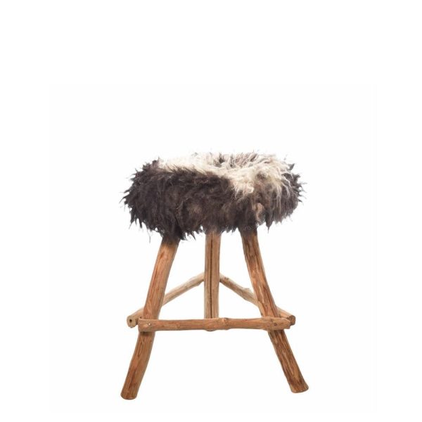 SGABELLO LEGNO C/VERA PELLICCIA PECORA 35X40 CM MARRONE/PANNA SGABELLO LEGNO C/VERA PELLICCIA PECORA 35X40 CM MARRONE/PANNA