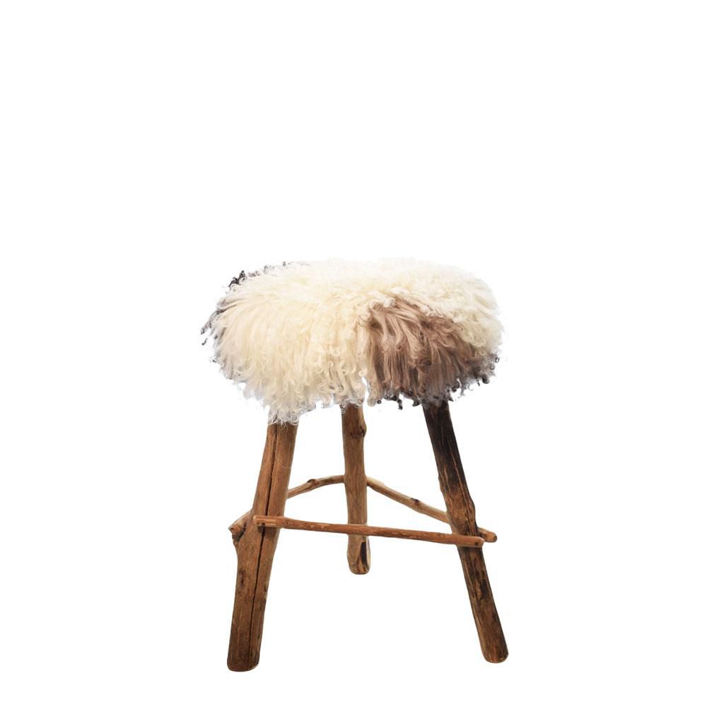 SGABELLO LEGNO C/VERA PELLICCIA PECORA 35X40 CM PANNA/MARRONE SGABELLO LEGNO C/VERA PELLICCIA PECORA 35X40 CM PANNA/MARRONE