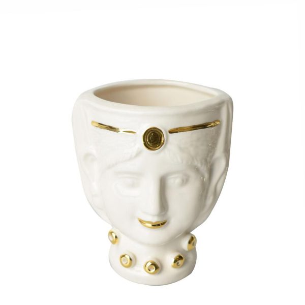 DONNA VASO CERAMICA 7X9CM H.14 CM BIANCO/ORO DONNA VASO CERAMICA 7X9CM H.14 CM BIANCO/ORO