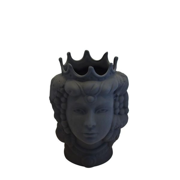 TESTA DONNA VASO CERAMICA -TESTA MORO- H.33 CM ANTRACITE TESTA DONNA VASO CERAMICA -TESTA MORO- H.33 CM ANTRACITE