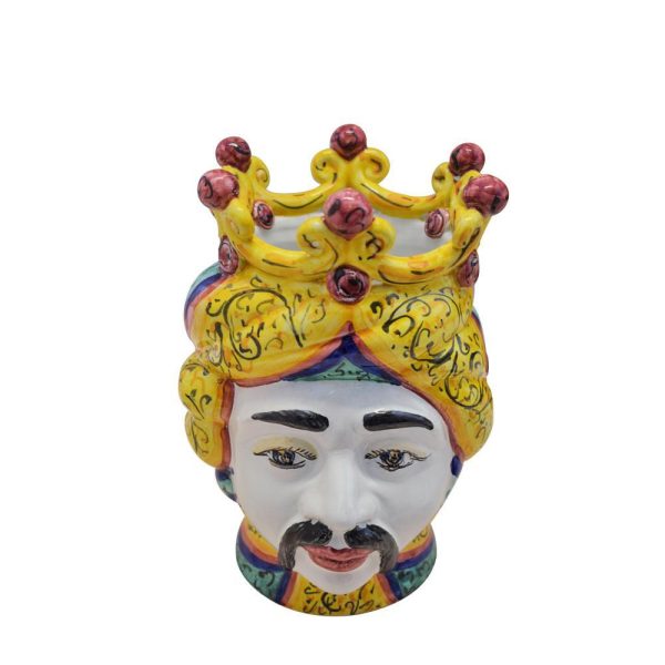 TESTA UOMO VASO CERAMICA -TESTA MORO- H.25,5 CM BIANCO/GIALLO TESTA UOMO VASO CERAMICA -TESTA MORO- H.25,5 CM BIANCO/GIALLO