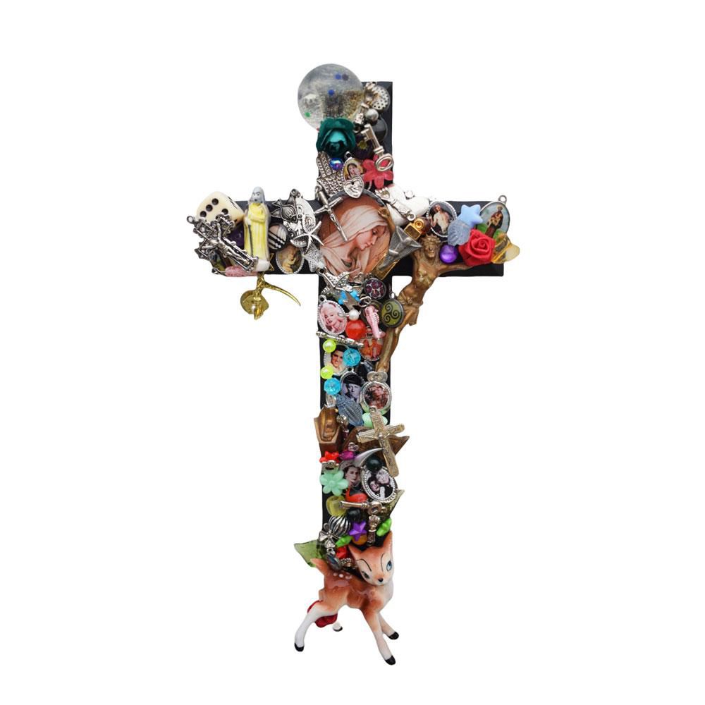 CROCE C/MADONNA 28X14 CM MULTICOLOR