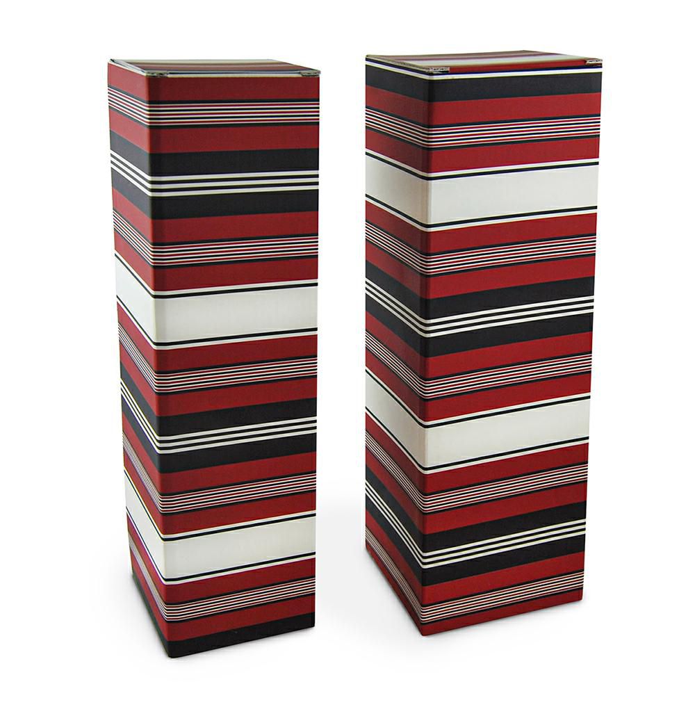 SET 5 SCATOLE/BOTTIGLIACM.9X9X34 RIGHE BORDEAUX/NERO/BIANCO SET 5 SCATOLE/BOTTIGLIACM.9X9X34 RIGHE BORDEAUX/NERO/BIANCO