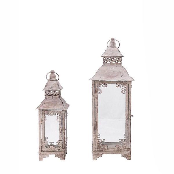 SET 2 LANTERNE METALLO 16-22X16-22 H.41-56 CM ANTICATO SET 2 LANTERNE METALLO 16-22X16-22 H.41-56 CM ANTICATO