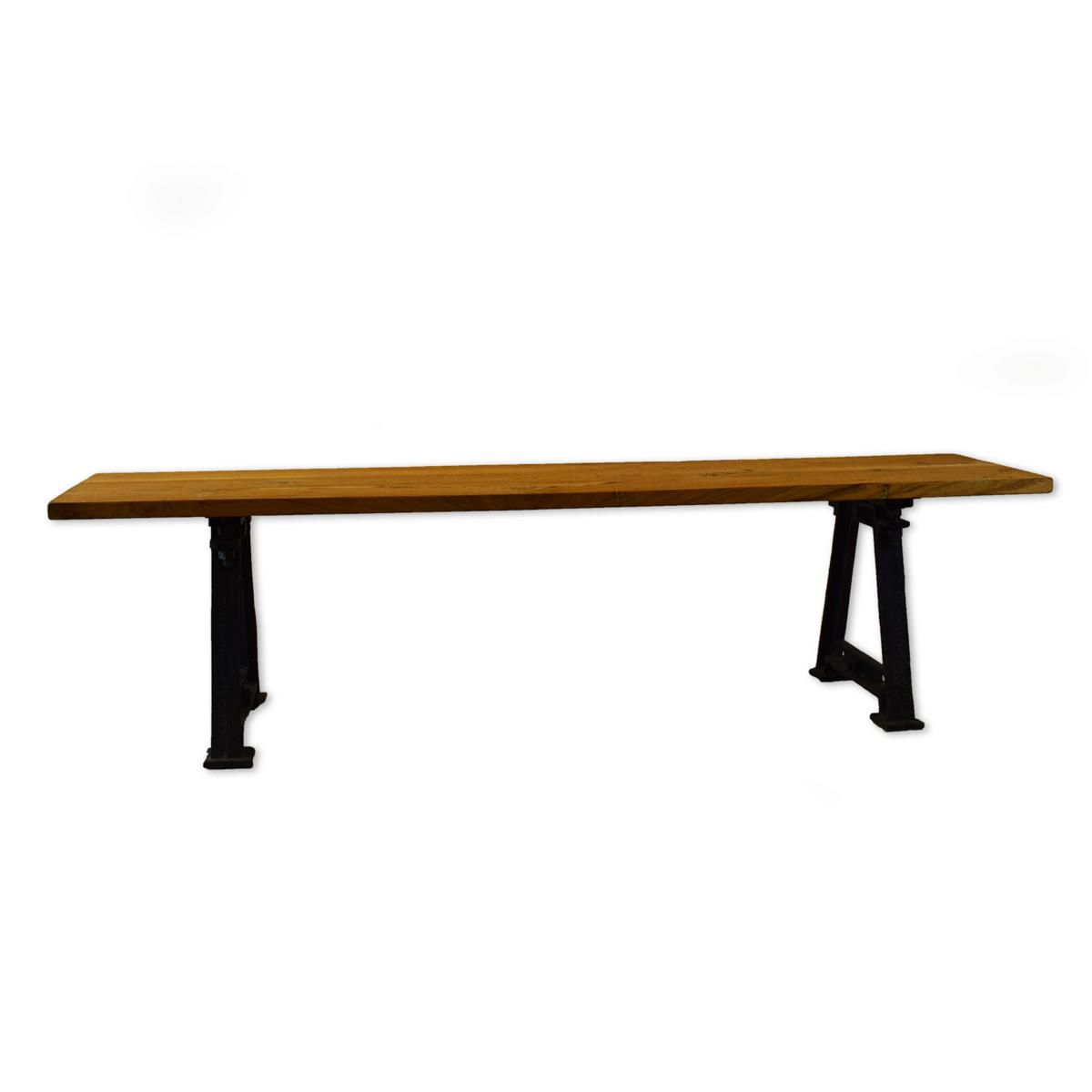 PANCHINA TEAK 40X180 CMH.43 CM C/GAMBE METALLO -VINTAGE-