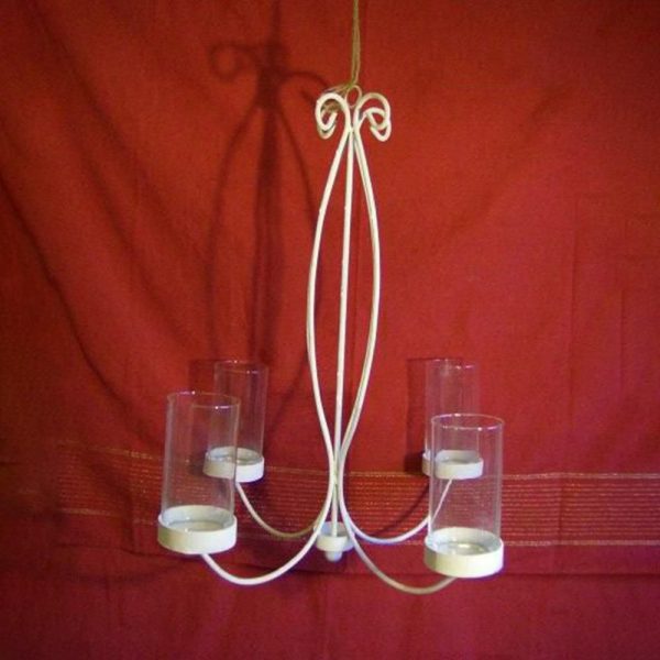 LAMPADARIO FERRO 4 BRACCIA X VETRO BIANCO LAMPADARIO FERRO 4 BRACCIA X VETRO BIANCO