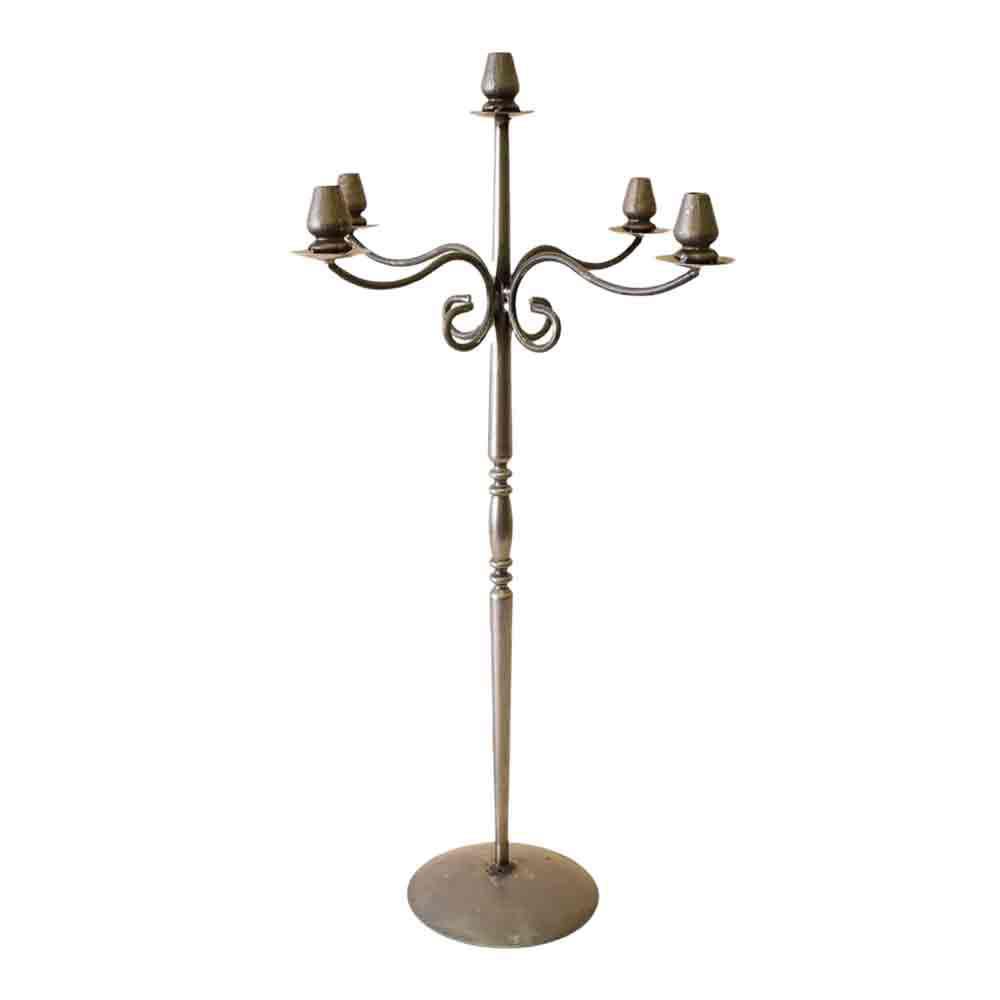 CANDELABRO FERRO 5 FUOCHI BOCCIOLONI CM.102 GREZZO CANDELABRO FERRO 5 FUOCHI BOCCIOLONI CM.102 GREZZO
