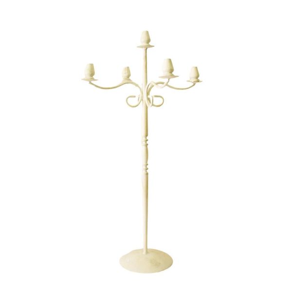 CANDELABRO FERRO 5 FUOCHI BOCCIOLONI CM.102 BIANCO CANDELABRO FERRO 5 FUOCHI BOCCIOLONI CM.102 BIANCO