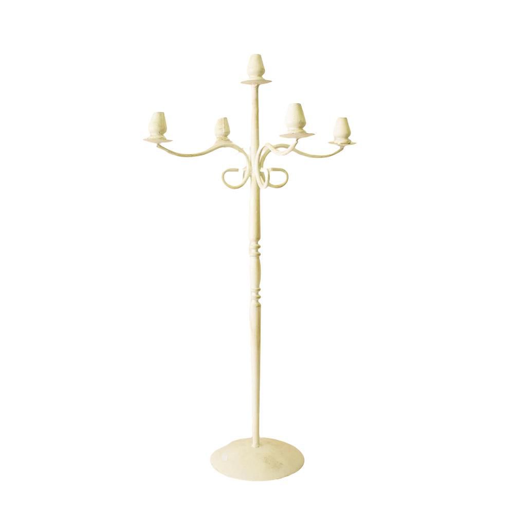 CANDELABRO FERRO 5 FUOCHI BOCCIOLONI CM.102 BIANCO