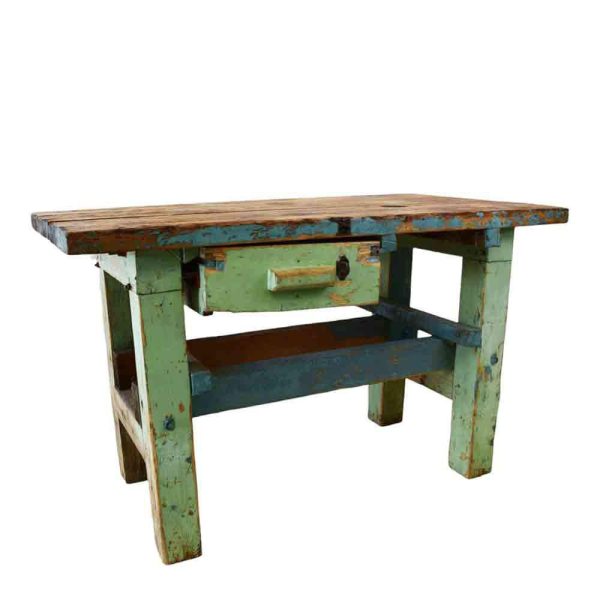 TAVOLO DA LAVORO LEGNO68X126 CM H.74 CM -VINTAGE- VERDE TAVOLO DA LAVORO LEGNO68X126 CM H.74 CM -VINTAGE- VERDE