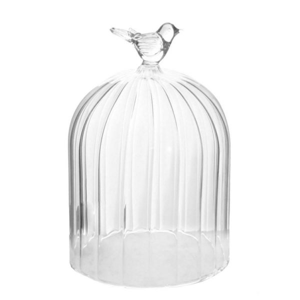 CALOTTA VETRO C/UCCELLINO D.10 H15 CM TRASPARENTE CALOTTA VETRO C/UCCELLINO D.10 H15 CM TRASPARENTE